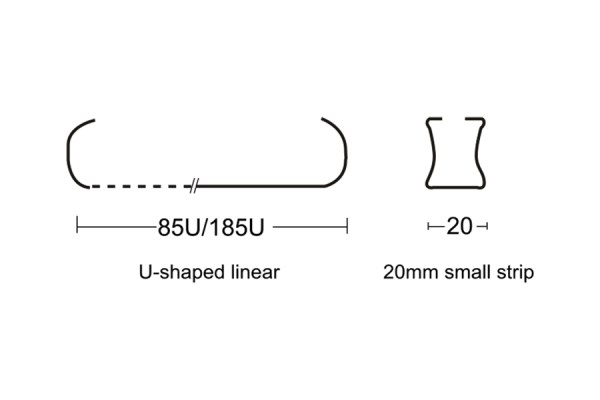 Lineal en forma de U de 85 mm con tira pequeña de 20 mm