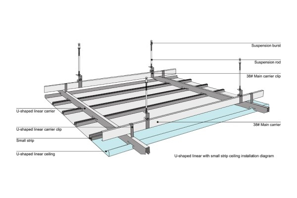 Sistema de techo de panel de tira en forma de U de aluminio con techo de metal