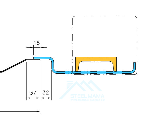 dibujo del perfil del poste de la esquina trasera